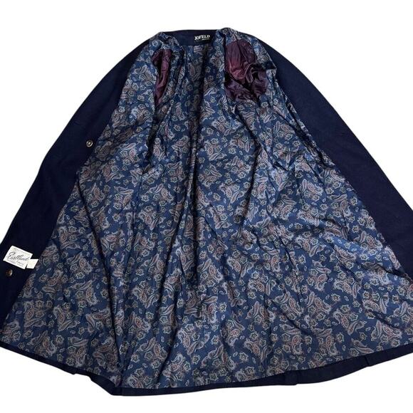 Vintage JOFELD Eastland Fabric USA Navy Blue Wool MCM Trench Coat size M - Picture 6 of 11